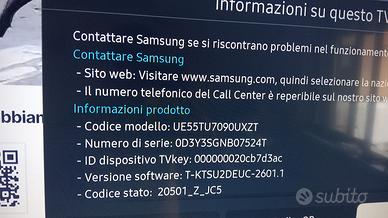 Televisore Samsung 55' 4K UHD