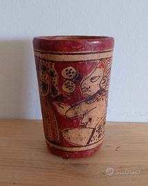 Vaso/Bicchiere Terracotta Stile Precolombiano
