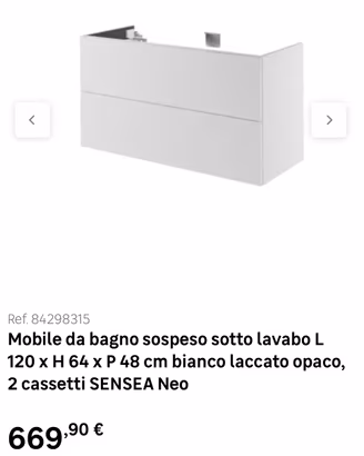 Mobile bagno con lavabo sospeso