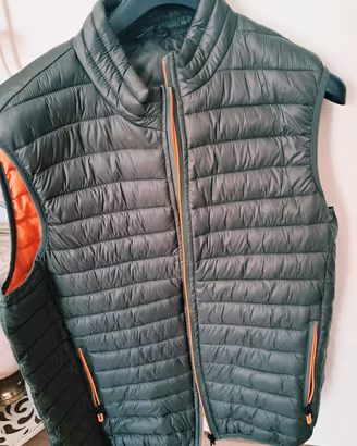 gilet piumino smanicato verde oliva tg L