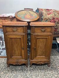 Coppia di comodini 1925 con piano in marmo rosa