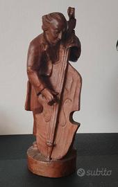 Contrabasso Antica Scultura statua Legno Violino V
