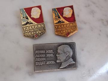 Lotto 3 Spille Vintage Lenin URSS CCCP