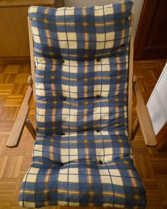 POLTRONA SEDIA SDRAIO LEGNO PIEGHEVOLE IMBOTTITA