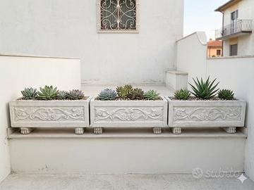 3 Fioriere di PREGIO in Polvere di Marmo (100cm)