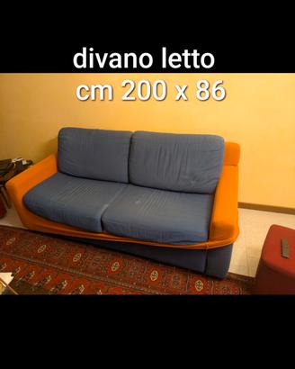 divano 2 posti colore blu misure cm 200 x 86, 