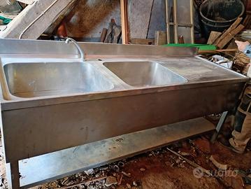 lavandino professionale in acciaio doppia vasca