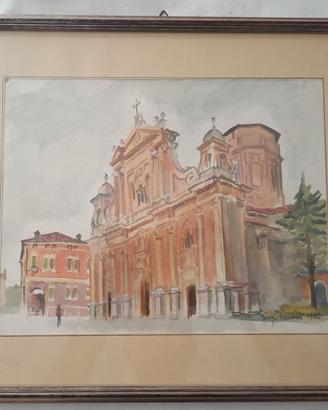 Quadro Acquerello Duomo di Carpi Giorgio Tedaldi 1