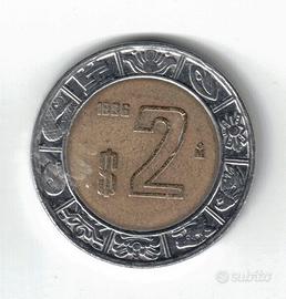 Moneta Messico, 2 Pesos bimetallica del 1996