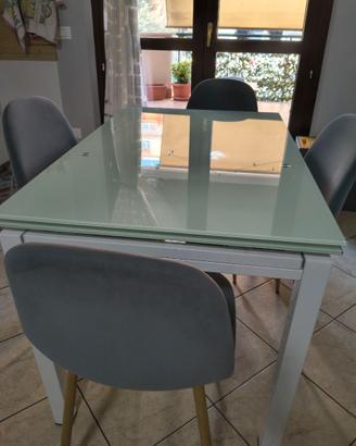 Tavolo in vetro temperato, allungabile