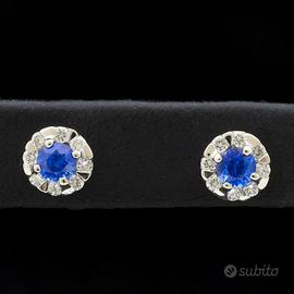 ORECCHINI BLUE HEART ORO 18 KT ZAFFIRI E DIAMANTI