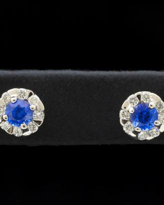 ORECCHINI BLUE HEART ORO 18 KT ZAFFIRI E DIAMANTI