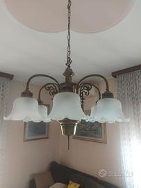 Lampadario vintage ottone