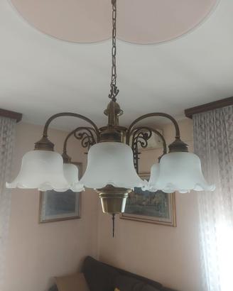 Lampadario vintage ottone