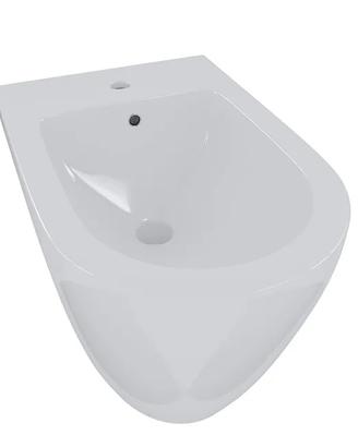Bidet filo parete in ceramica bianco lucido