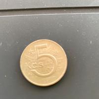 Moneta cinque corone ex Cecosvlovacchia