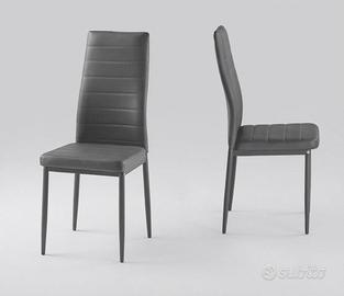 Set 6 Sedie Moderne in Ecopelle/Tessuto Grigio