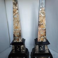 Coppia di Grandi Obelischi in Marmo E Onice Nero 