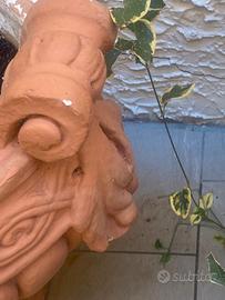 vaso grande ovale in terracotta con greca