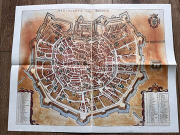 Stampa artistica piantina d'epoca di Milano