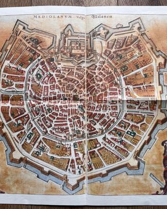 Stampa artistica piantina d'epoca di Milano