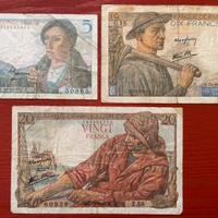 Francia France lotto 3 banconote 5 10 20 franchi