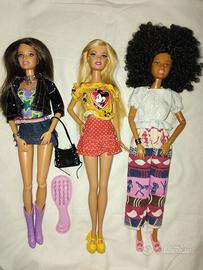 3 Barbie moderne più accessori 