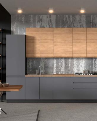 Cucina 360cm grigio rovere con elettrodomestici
