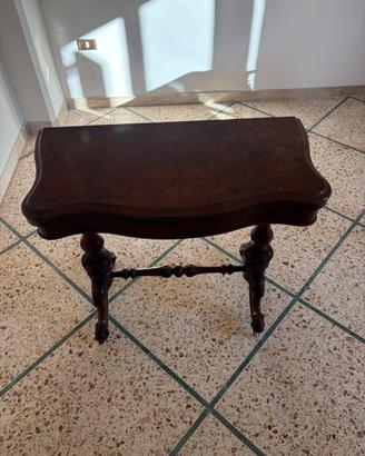 Antico Tavolo da Gioco in Radica di Noce