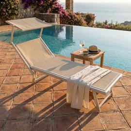Lettino Prendisole da Giardino in Alluminio Beige