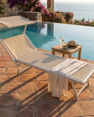 Lettino Prendisole da Giardino in Alluminio Beige