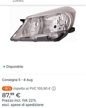Fanale anteriore sinistro