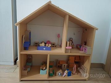 Casa delle bambole in legno IKEA FLISAT + Mobili e