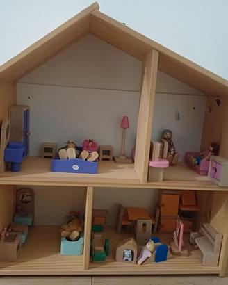 Casa delle bambole in legno IKEA FLISAT + Mobili e