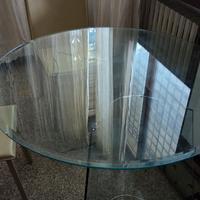 Tavolo rotondo in vetro con 4 sedie in pelle