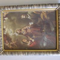 Quadro antico stampa religiosa sacra famiglia comp
