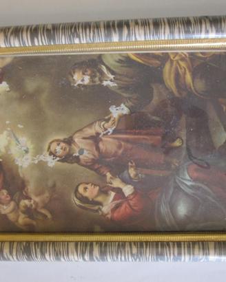 Quadro antico stampa religiosa sacra famiglia comp