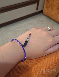 Bracciale artigianale viola con ciondolo  Knife Bl