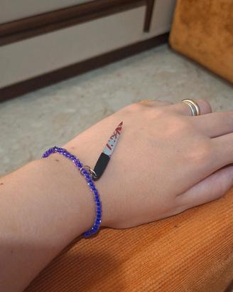 Bracciale artigianale viola con ciondolo  Knife Bl