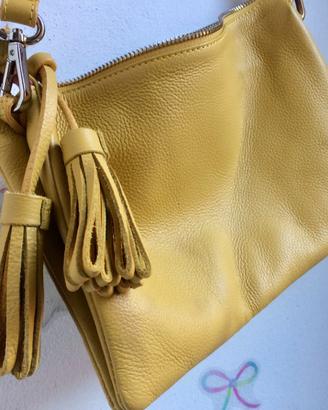 Borsa tracolla pelle senape Pelletteria Veneta