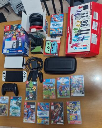 nintendo switch oled con giochibe accessori