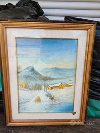 Quadro olio su tela paesaggio invernale
