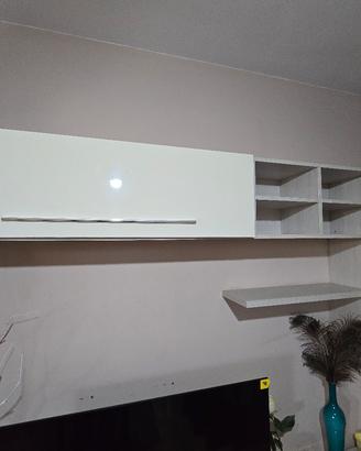 Mobile pensile moderno da soggiorno – Bianco Lucid