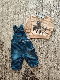 Completo di cotone salopette neonato 3/6 mesi 62cm