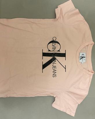 T-shirt Calvin Klein Jeans donna rosa cipria