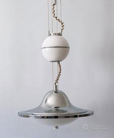 Lampadario UFO Space Age Anni 60 Metallo Cromato e