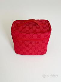 Gucci Beauty Case Originale Vintage Canvas Rosso