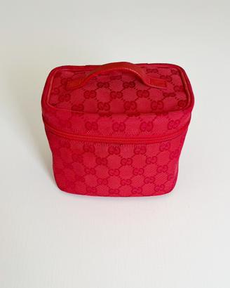 Gucci Beauty Case Originale Vintage Canvas Rosso