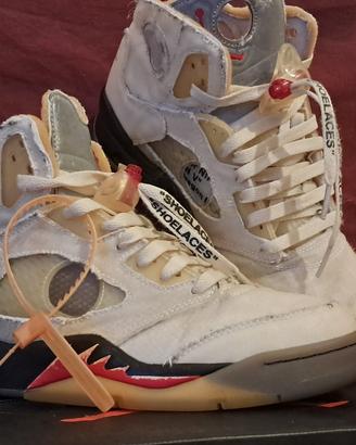 Nike Air Jordan 5 Retro Off White, size 9, TG 42,5