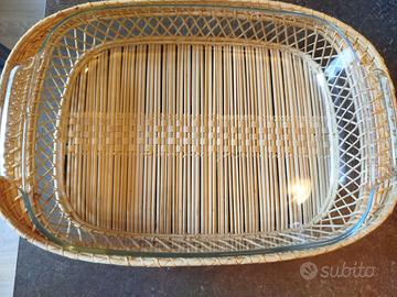Pirofila Pyrex 25x33 con cesto vimini abbinato
